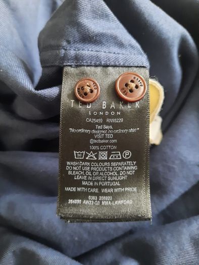 Ted Baker cotton long sleeve shirt in very good condition with no issues and has been dry cleaned see last two photos for exact measurements FREE STANDARD POSTAGE INCLUDED