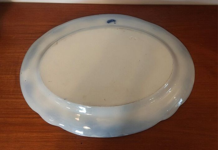 Fabulous Pair of Antique Flow Blue Victorian Graduated Platters, "Dudley" Pattern, by Ford & Sons, Burslem, Stoke-on-Trent, Circa 1893-1908, Perfect for Display