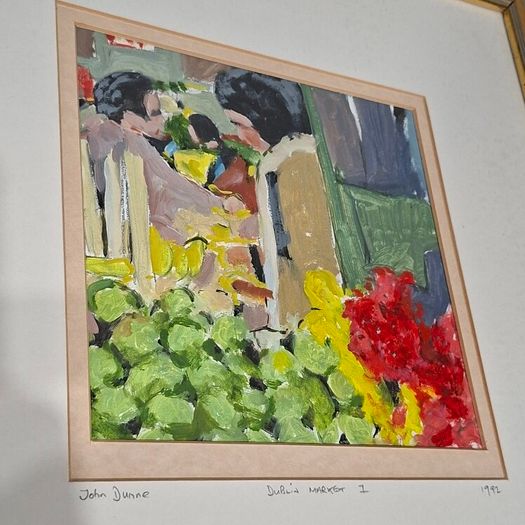 Original John Dunne Irish Painting Dublin Market