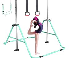 Gymnastics Bar for Kids, Foldable Adjustable Height Horizontal Bar, Gymnastic Training Equipment for Home Gym Indoor and Outdoor Use, Supports 140lbs