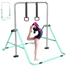 Gymnastics Bar for Kids, Foldable Adjustable Height Horizontal Bar, Gymnastic Training Equipment for Home Gym Indoor and Outdoor Use, Supports 140lbs