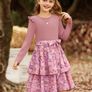 Brand New Girls' Casual Party Dress Floral Pattern Long Sleeve Image 2