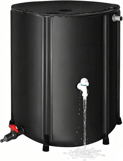 Portable Foldable Water Storage Tank 200L/52Gal, Outdoor Heavy Duty PVC Collapsible Rain Barrel with Brass Spigot, Large Capacity Reusable Water Catcher Container for RV, Camping, Plant Watering