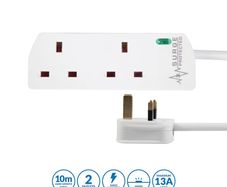 PRO ELEC PELB1951 2 Gang Surge Protected Extension Lead White, 10m
