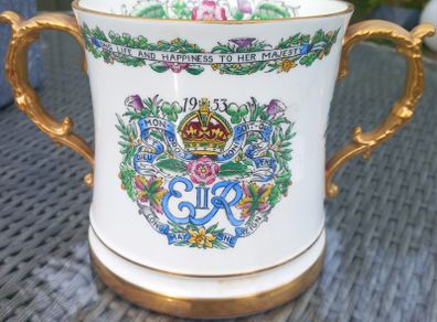 V large Hammersley bone china ER2 1952 loving cup