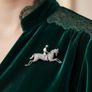18ct Gold Diamond Horse and Jockey Brooch Image 3