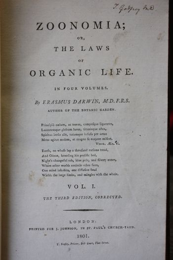 Zoonomia, or the Laws of the Organic Life