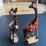Hand Carved Wood Giraffes Statue Image 3
