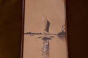 Vintage Framed Watercolour by LM Ghose H42 x L25cm