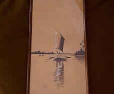 Vintage Framed Watercolour by LM Ghose H42 x L25cm