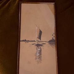 Vintage Framed Watercolour by LM Ghose H42 x L25cm