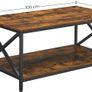 Coffee Table with X-Shaped Struts, Steel Frame and Shelves, 100 x 55 x 45 cm, Industrial Design, Country House Style, Vintage Brown / Black Image 4