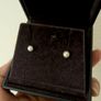 White Pearl Stud Earrings Image 2