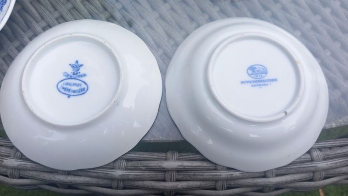 4 antique cups and saucers. 2 Bavarian, 2 Czech, no damage, bought in Vienna. D18