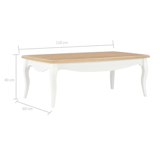 Coffee Table White and Brown 110x60x40 cm Solid Pine Wood