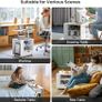 Bedside Table with LED Lights, Nightstand with Height Adjustable, Side Table with Drawer & Open Shelf, Bedside Cabinet Movable with Magazine Rack, for Bedroom, Living room, Office, White Image 6