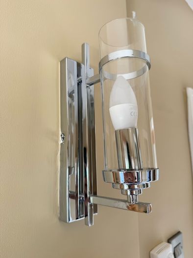 Chrome & Glass Wall Light Modern Sconce 29cm