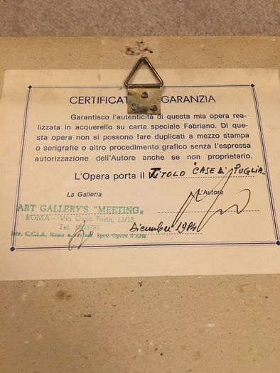 Painting by Italian artist Aldo Riso with COA