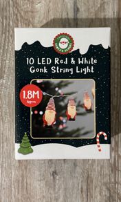 Christmas Santas Savers 10 LED Red & White Gonk String Light