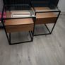 Scandinavian metal frame side tables with drawer - walnut Image 4