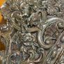 Antique Ornate Dutch Brass Repousse Cushion Wall Mirror Bevelled Glass Image 3