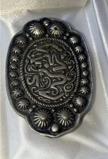 Pristine Vintage Ornate Silver Belt Buckle