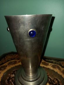 Arts and Crafts Silver Tone Metal Vase