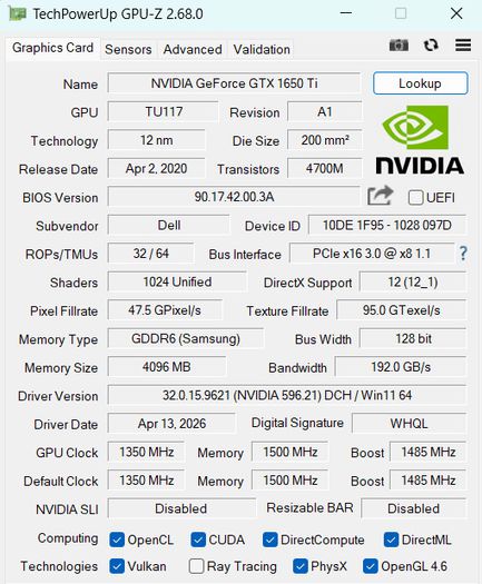 Xps 15 9500 I7/16gb/1tbssd/win11