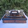 Victorian Burr Walnut Table Inkwell Stand Image 2