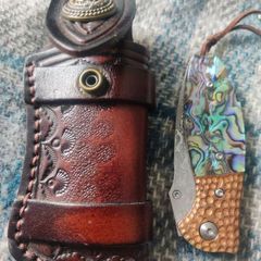 Collectable, Damascus Steel, Abalone Shell, Brass