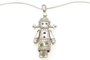 Vintage 925 Sterling Silver Gemstone Accents Kinetic Doll Necklace