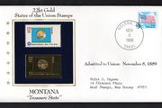 1988 USA  Montana "Treasure Tree State" 22kt Gold Replica of the 1976 United States Flag Stamps showing 25c US flag definitive tied Helena, Montana (state capital) illustrated cover