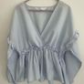 blouse zara size large blue frilled with wrap effect Image 7