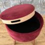 foot stool with tray top wine velvet Image 5