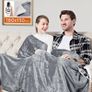 Electric Heated Blanket Throw 130/ 180 Flannel Sherpa, Fast Heating, 10 Heat Levels 9H Auto Off LED Controller Overheat Protection  Machine Washable  ETL Certified Grey Image 2