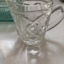3 pieces of vintage table / dinner ware - A ribbed lidded glass butter dish , vintage 3 footed sugar bowl and cut glass milk jug Image 4