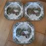 Set of 3 Vintage The Friendly Village The Covered Bridge by Johnson Bros Square Bone China Plates Image 2