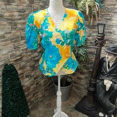 Vintage  80s 90s colourful floral blazer made in France