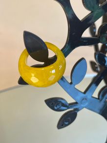 Vintage Yellow Chalcedony Faceted Glass Chunky Ring