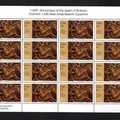 2018 Ireland The 1400th Anniversary of the Death of Saint Kevin, 498-618 Commemorative Stamp Sheet Mint Never Hinged (MNH)