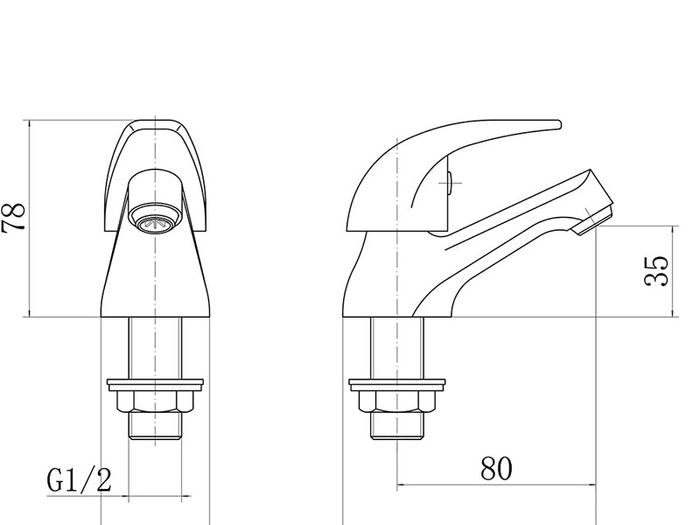 Chrome Pair of Basin Taps Hot and Cold Water Bathroom Sink Tap Top Lever Handle 1/2" Faucets, Set of 2 (FREE POSTAGE)