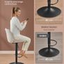 Bar Stools Set of 2 Bar Chairs Height Adjustable Swivel Kitchen Stools with Backrest and Footrest Dining Counter Steel Cream White Image 3