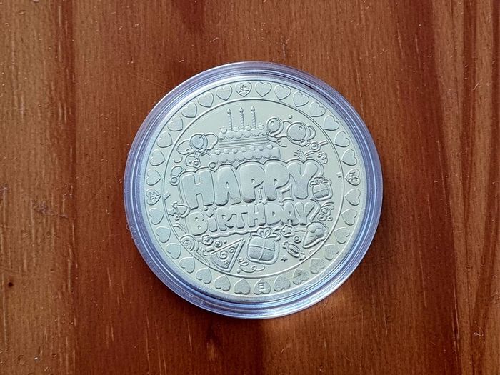Happy Birthday Celebration Colorful Party Elements Coin, new, unopened.