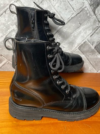 Clarks Girls Black Leather Biker-Style Ankle Boots UK4.5 EU37.5