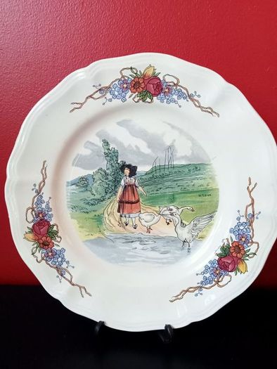 Set Of 6 Obernai Faienceries Sarreguemines France Dinner  Plates Henri Loux Design