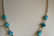 DesignSix Hopkins Necklace Turquoise Beads on Gold Chain New With Tags
