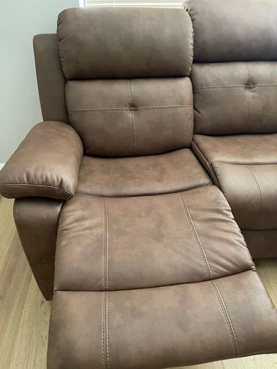 Brand New Brown Fabric Corner Recliner Sofa