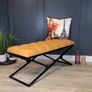 Metal-Framed Velvet Bench 100x40cm  Modern X-Frame Accent Image 2