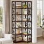 7 Tier L Shaped Corner Bookcase Freestanding Rustic Brown & Black Image 4