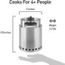 Campfire | Portable Camping Hiking, Backpacking and Survival Stove, No liquid fuel needed, Powerful Efficient Wood Burning, Low Smoke, 4+ People, 304 Stainless Steel, Compact 18 x 23,5 cm Image 2